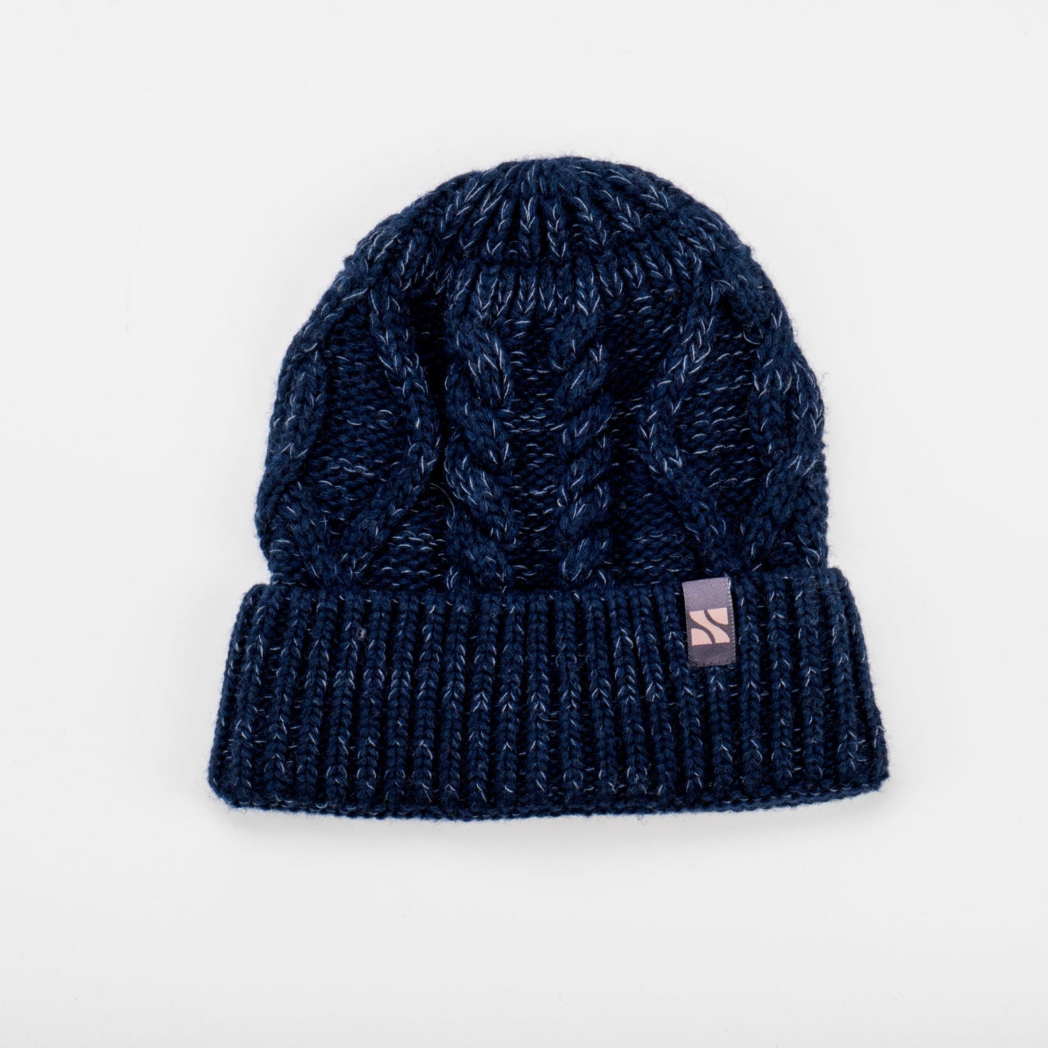 CABLE KNIT BEANIE - Navy
